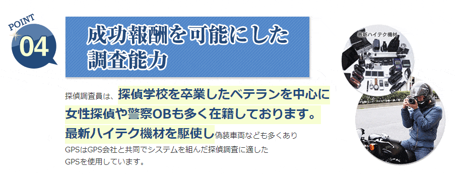 成功報酬を可能にした調査能力
